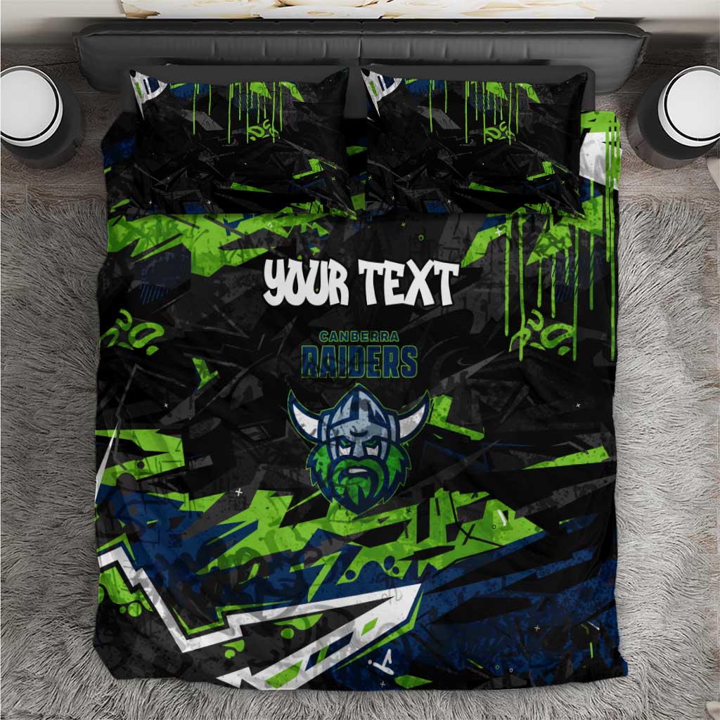 Personalized Canberra Raiders Bedding Set Graffiti Grunge Abstract Urban Street Style Design
