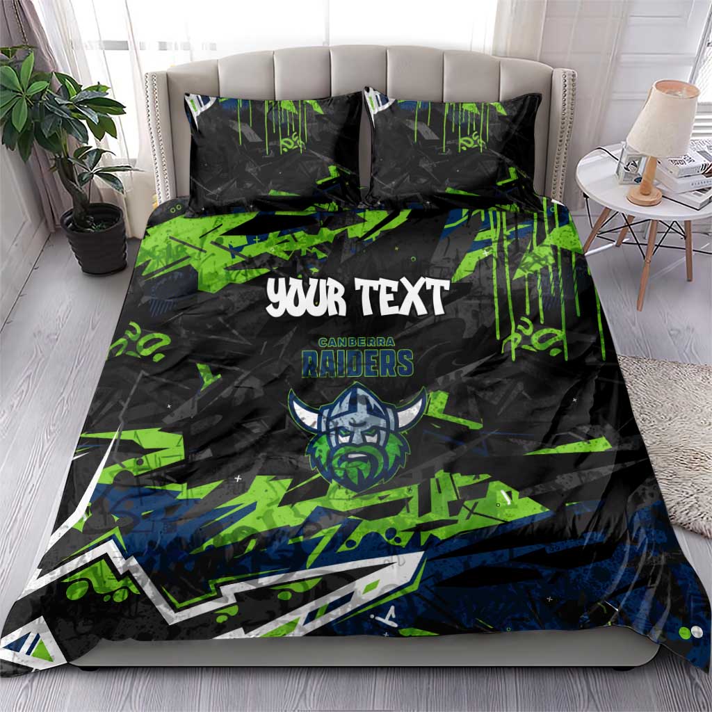 Personalized Canberra Raiders Bedding Set Graffiti Grunge Abstract Urban Street Style Design