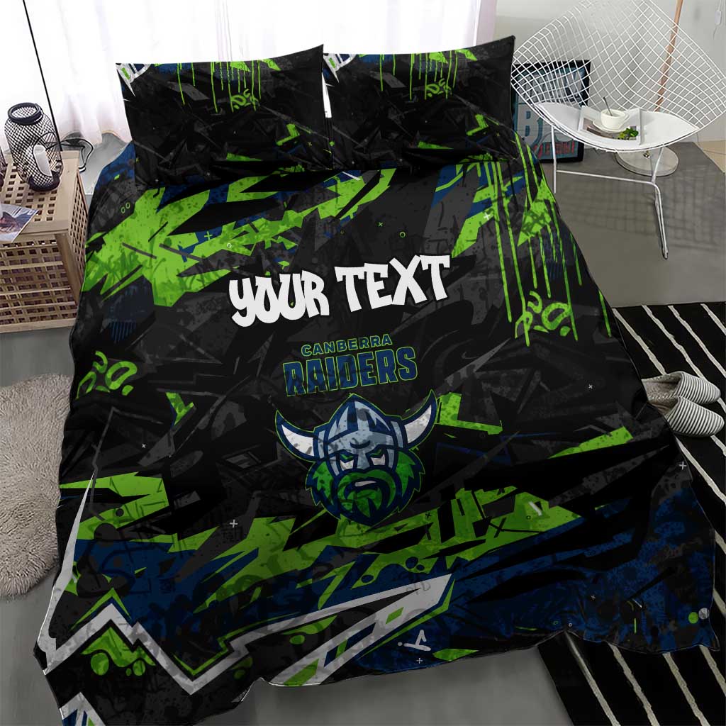 Personalized Canberra Raiders Bedding Set Graffiti Grunge Abstract Urban Street Style Design
