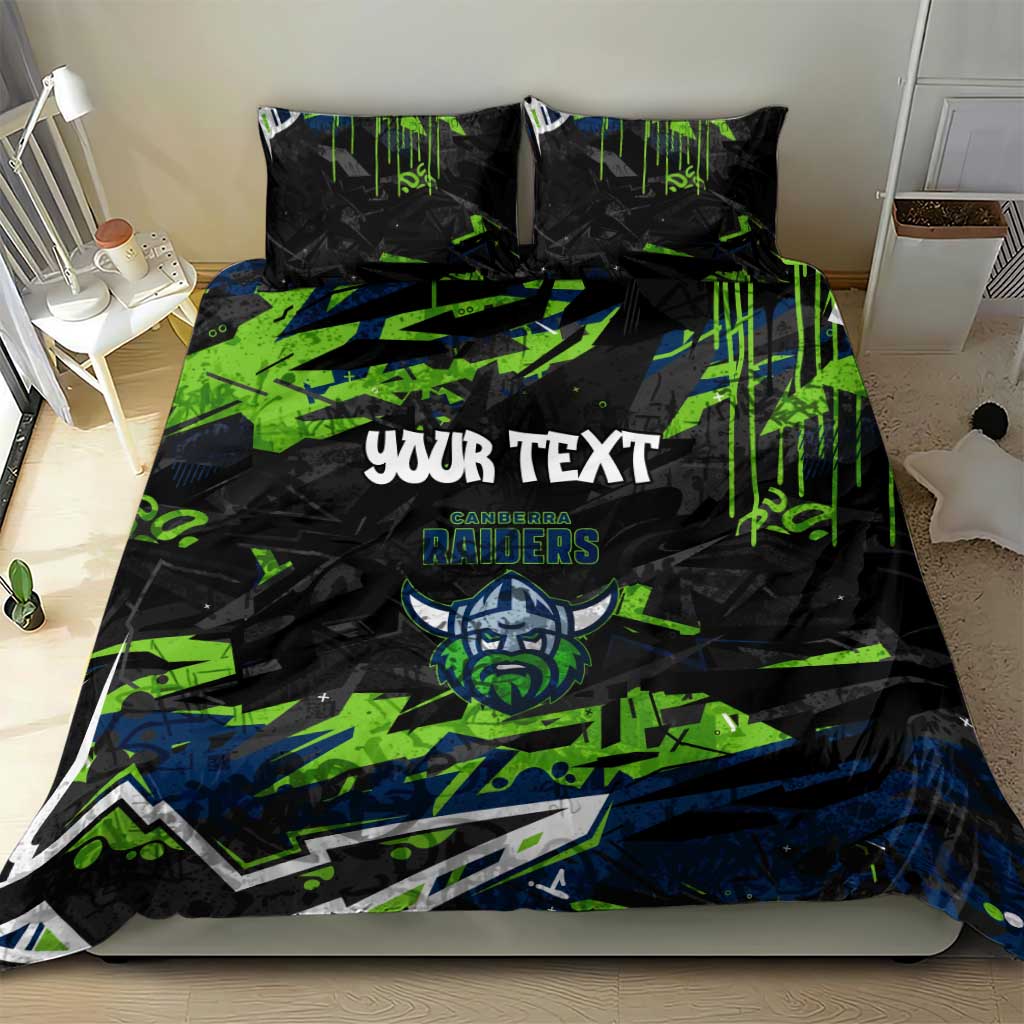 Personalized Canberra Raiders Bedding Set Graffiti Grunge Abstract Urban Street Style Design