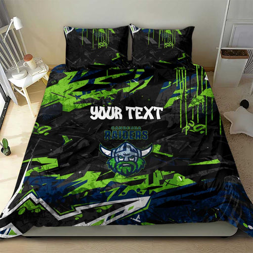 Personalized Canberra Raiders Bedding Set Graffiti Grunge Abstract Urban Street Style Design
