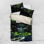 Personalized Canberra Raiders Bedding Set Graffiti Grunge Abstract Urban Street Style Design
