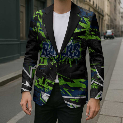 Personalized Canberra Raiders Blazer Graffiti Grunge Abstract Urban Street Style Design
