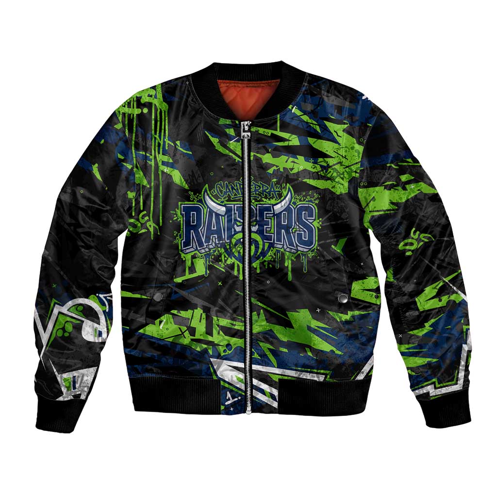 Personalized Canberra Raiders Bomber Jacket Graffiti Grunge Abstract Urban Street Style Design