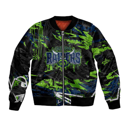 Personalized Canberra Raiders Bomber Jacket Graffiti Grunge Abstract Urban Street Style Design
