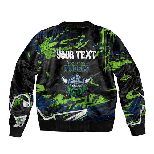 Personalized Canberra Raiders Bomber Jacket Graffiti Grunge Abstract Urban Street Style Design