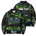 Personalized Canberra Raiders Bomber Puffer Jacket Graffiti Grunge Abstract Urban Street Style Design