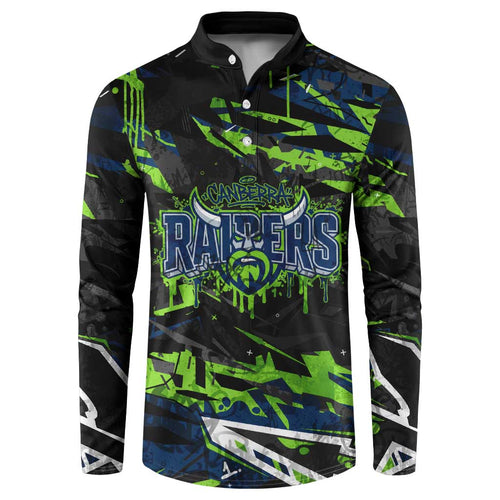 Personalized Canberra Raiders Button Sweatshirt Graffiti Grunge Abstract Urban Street Style Design