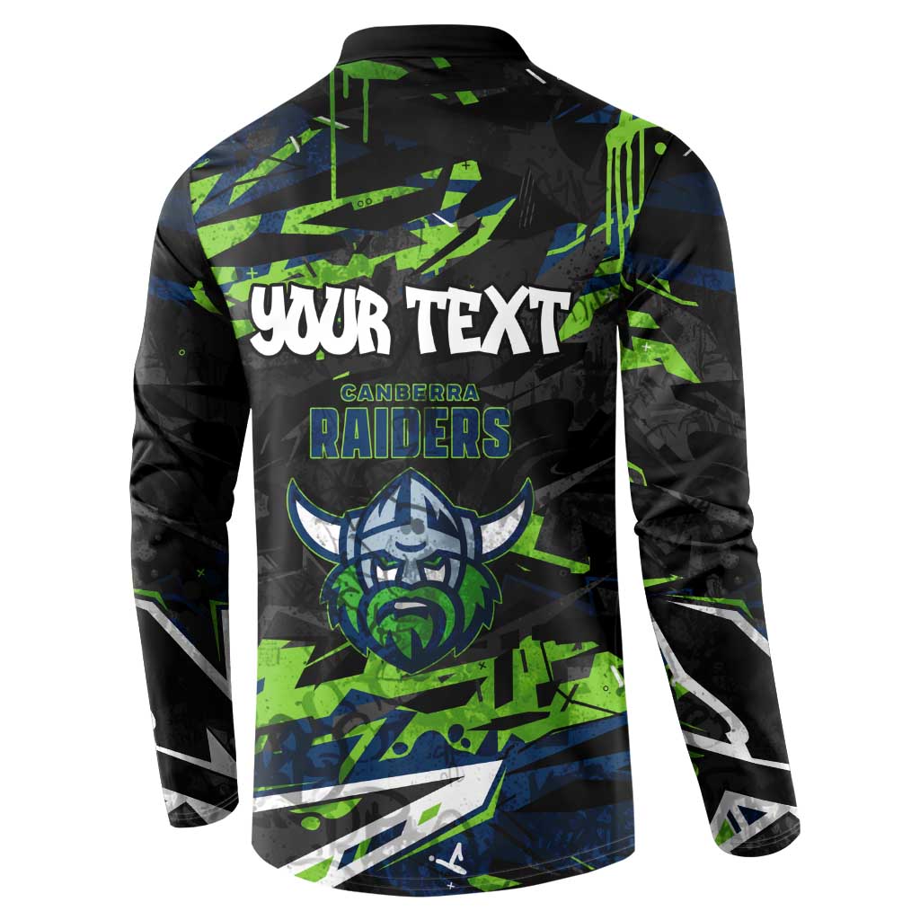 Personalized Canberra Raiders Button Sweatshirt Graffiti Grunge Abstract Urban Street Style Design