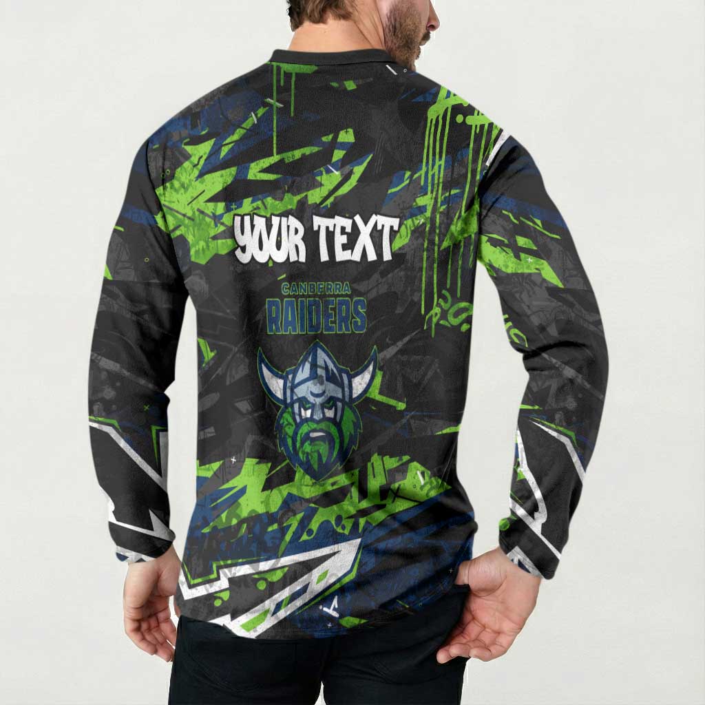 Personalized Canberra Raiders Button Sweatshirt Graffiti Grunge Abstract Urban Street Style Design