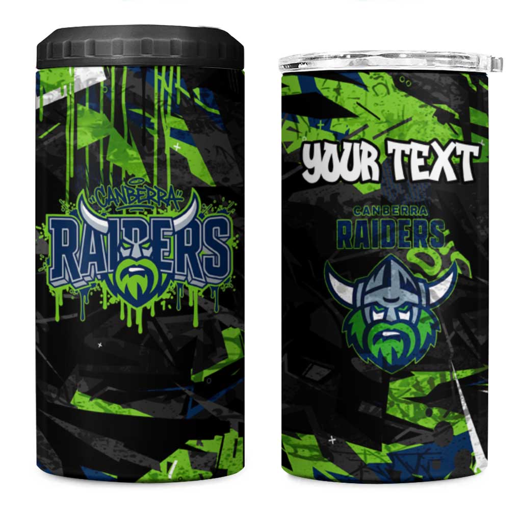 Personalized Canberra Raiders 4 in 1 Can Cooler Tumbler Graffiti Grunge Abstract Urban Street Style Design