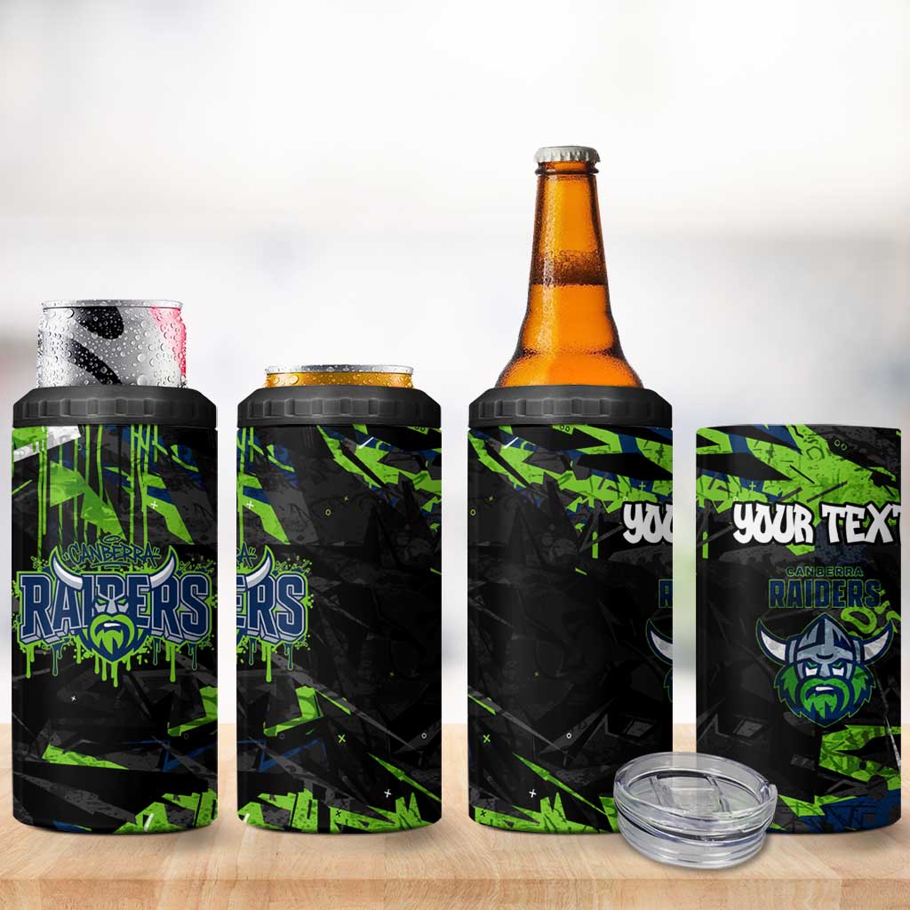 Personalized Canberra Raiders 4 in 1 Can Cooler Tumbler Graffiti Grunge Abstract Urban Street Style Design