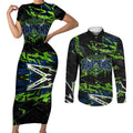 Personalized Canberra Raiders Couples Matching Short Sleeve Bodycon Dress and Long Sleeve Button Shirt Graffiti Grunge Abstract Urban Street Style Design