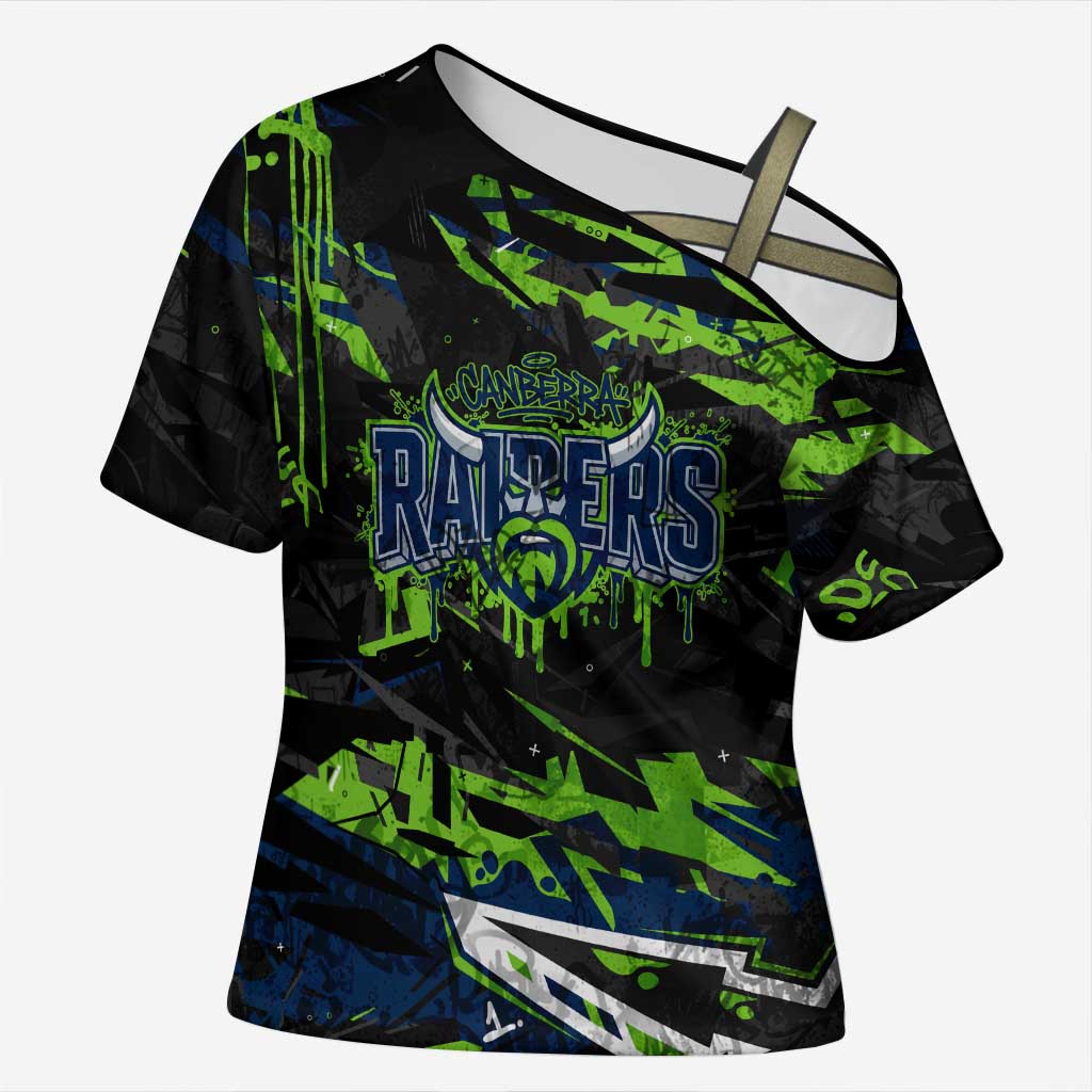 Personalized Canberra Raiders Cross Shoulder Shirt Graffiti Grunge Abstract Urban Street Style Design
