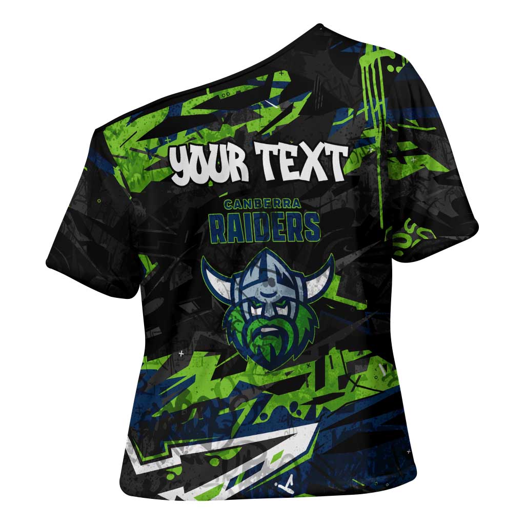 Personalized Canberra Raiders Cross Shoulder Shirt Graffiti Grunge Abstract Urban Street Style Design