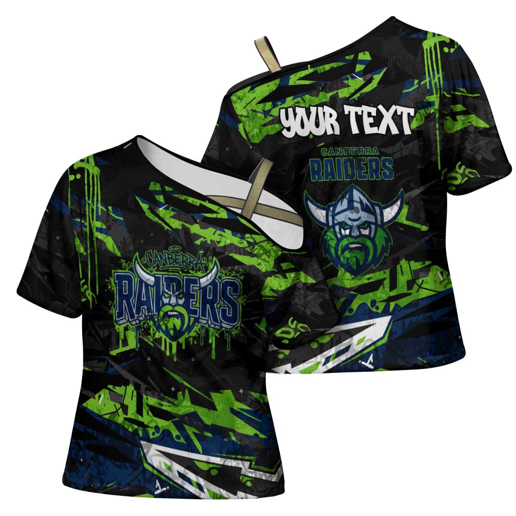 Personalized Canberra Raiders Cross Shoulder Shirt Graffiti Grunge Abstract Urban Street Style Design