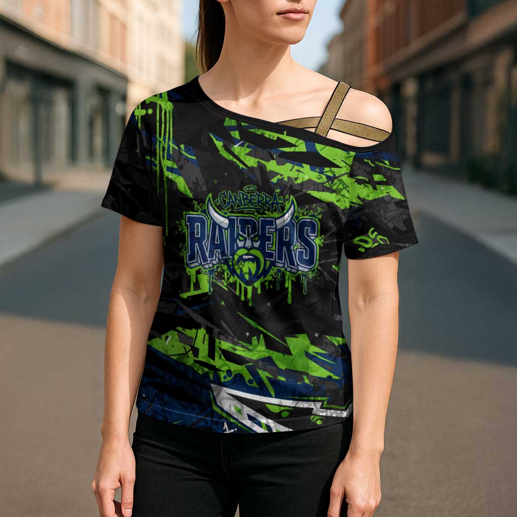 Personalized Canberra Raiders Cross Shoulder Shirt Graffiti Grunge Abstract Urban Street Style Design