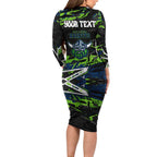 Personalized Canberra Raiders Family Matching Long Sleeve Bodycon Dress and Hawaiian Shirt Graffiti Grunge Abstract Urban Street Style Design
