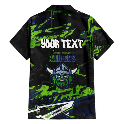 Personalized Canberra Raiders Family Matching Mermaid Dress and Hawaiian Shirt Graffiti Grunge Abstract Urban Street Style Design