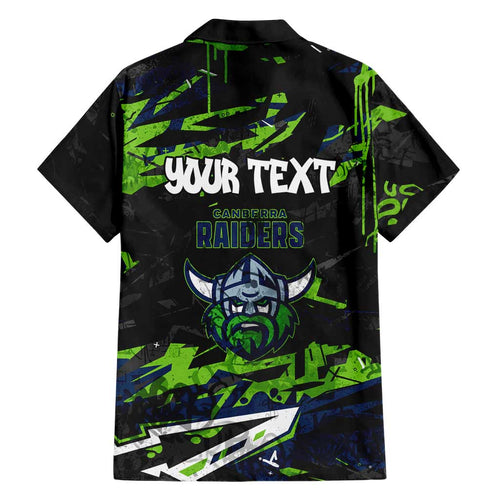 Personalized Canberra Raiders Family Matching Off Shoulder Maxi Dress and Hawaiian Shirt Graffiti Grunge Abstract Urban Street Style Design