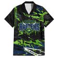 Personalized Canberra Raiders Family Matching Off Shoulder Short Dress and Hawaiian Shirt Graffiti Grunge Abstract Urban Street Style Design