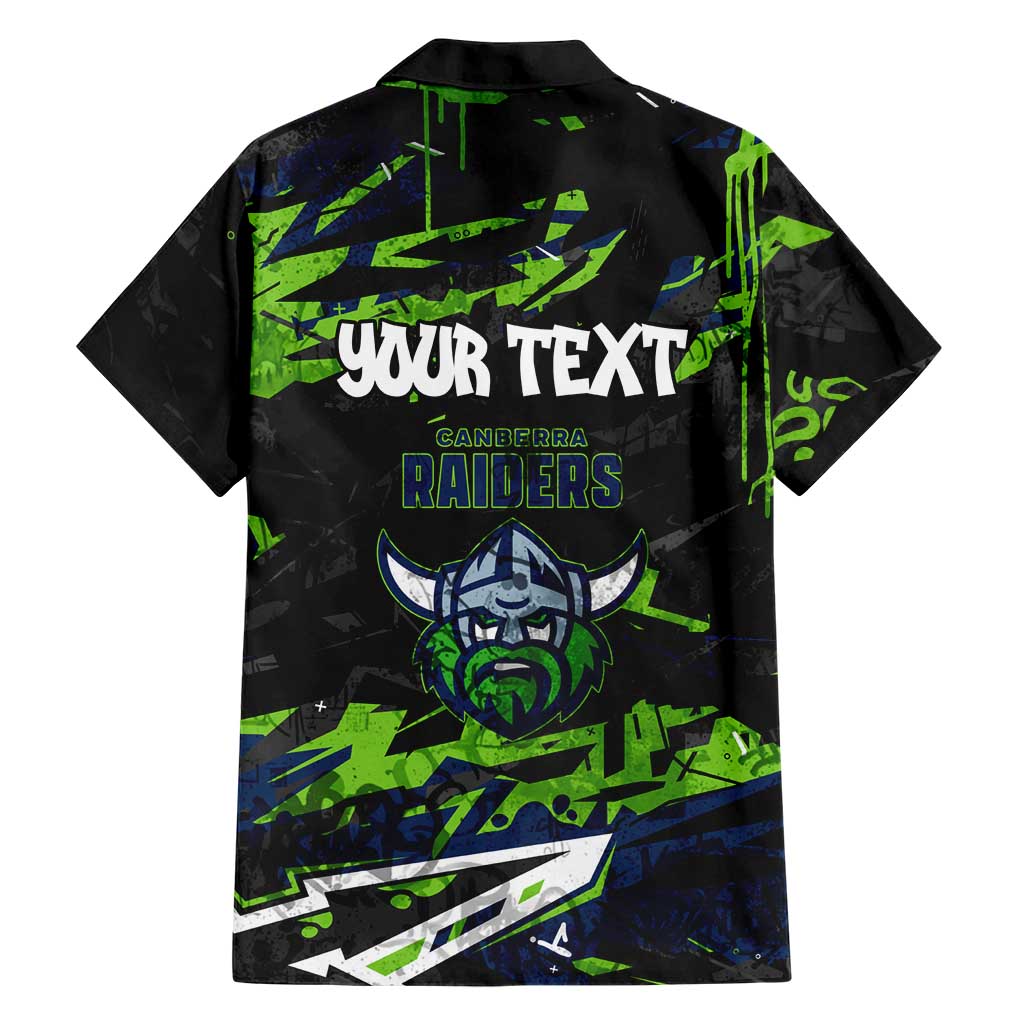 Personalized Canberra Raiders Family Matching Off Shoulder Short Dress and Hawaiian Shirt Graffiti Grunge Abstract Urban Street Style Design