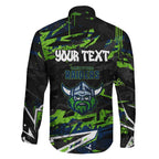 Personalized Canberra Raiders Family Matching Off Shoulder Short Dress and Hawaiian Shirt Graffiti Grunge Abstract Urban Street Style Design