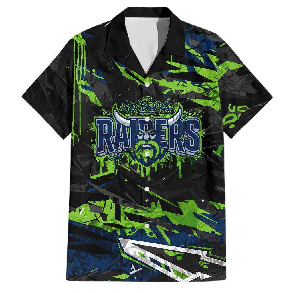 Personalized Canberra Raiders Family Matching Puletasi and Hawaiian Shirt Graffiti Grunge Abstract Urban Street Style Design