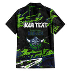 Personalized Canberra Raiders Family Matching Short Sleeve Bodycon Dress and Hawaiian Shirt Graffiti Grunge Abstract Urban Street Style Design