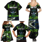 Personalized Canberra Raiders Family Matching Summer Maxi Dress and Hawaiian Shirt Graffiti Grunge Abstract Urban Street Style Design