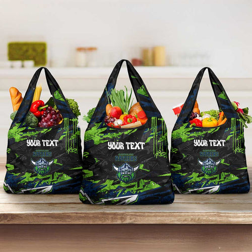 Personalized Canberra Raiders Grocery Bag Graffiti Grunge Abstract Urban Street Style Design