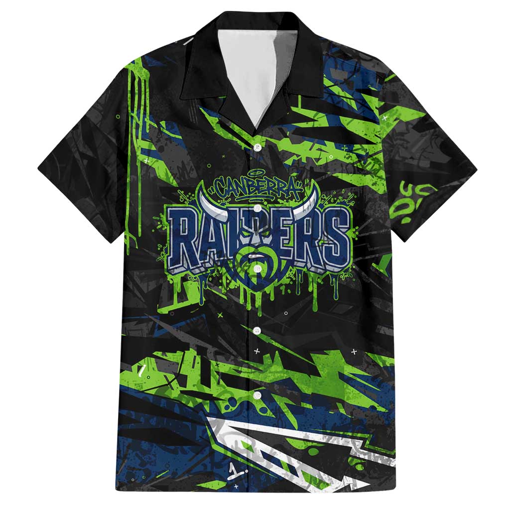 Personalized Canberra Raiders Hawaiian Shirt Graffiti Grunge Abstract Urban Street Style Design