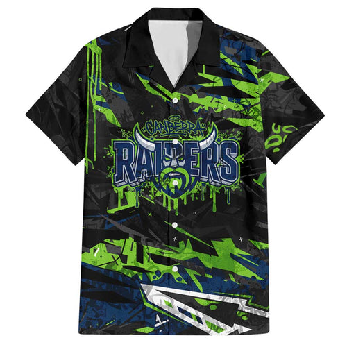 Personalized Canberra Raiders Hawaiian Shirt Graffiti Grunge Abstract Urban Street Style Design