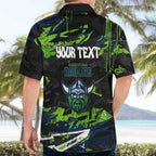 Personalized Canberra Raiders Hawaiian Shirt Graffiti Grunge Abstract Urban Street Style Design