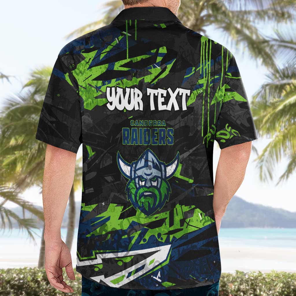 Personalized Canberra Raiders Hawaiian Shirt Graffiti Grunge Abstract Urban Street Style Design
