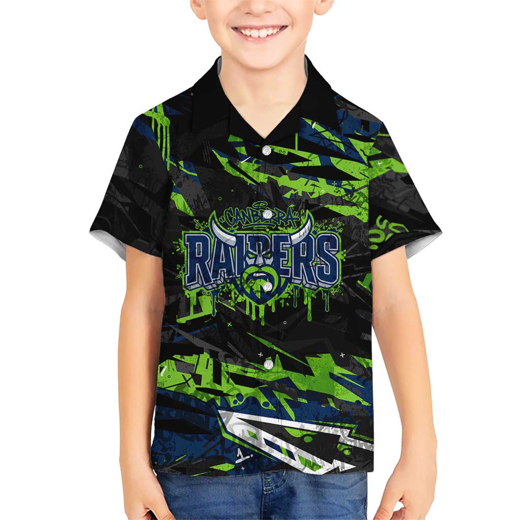 Personalized Canberra Raiders Hawaiian Shirt Graffiti Grunge Abstract Urban Street Style Design