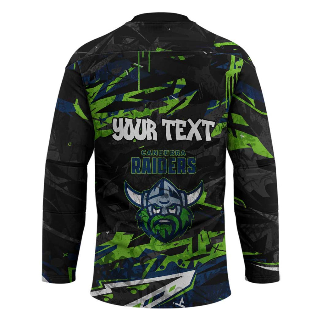Personalized Canberra Raiders Hockey Jersey Graffiti Grunge Abstract Urban Street Style Design
