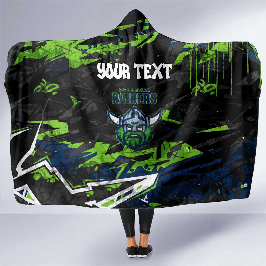 Personalized Canberra Raiders Hooded Blanket Graffiti Grunge Abstract Urban Street Style Design