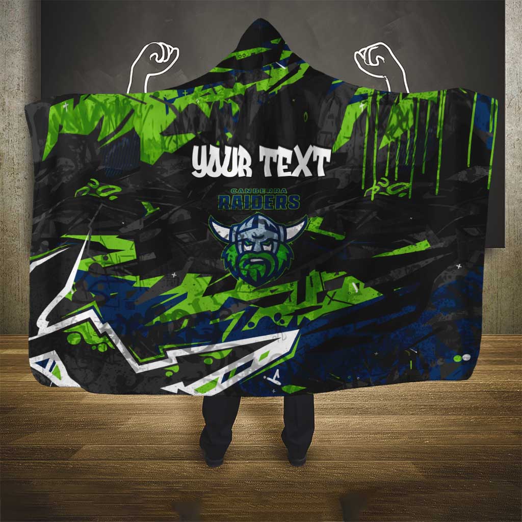 Personalized Canberra Raiders Hooded Blanket Graffiti Grunge Abstract Urban Street Style Design