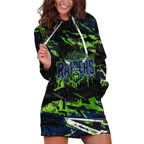 Personalized Canberra Raiders Hoodie Dress Graffiti Grunge Abstract Urban Street Style Design
