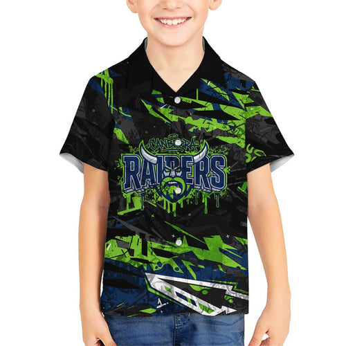 Personalized Canberra Raiders Kid Hawaiian Shirt Graffiti Grunge Abstract Urban Street Style Design