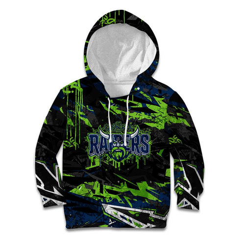 Personalized Canberra Raiders Kid Hoodie Graffiti Grunge Abstract Urban Street Style Design
