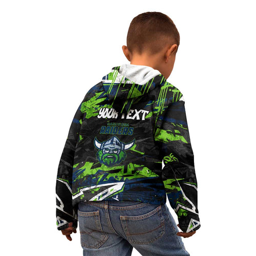 Personalized Canberra Raiders Kid Hoodie Graffiti Grunge Abstract Urban Street Style Design