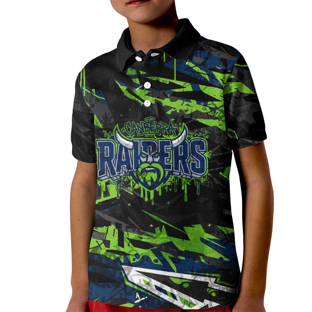 Personalized Canberra Raiders Kid Polo Shirt Graffiti Grunge Abstract Urban Street Style Design