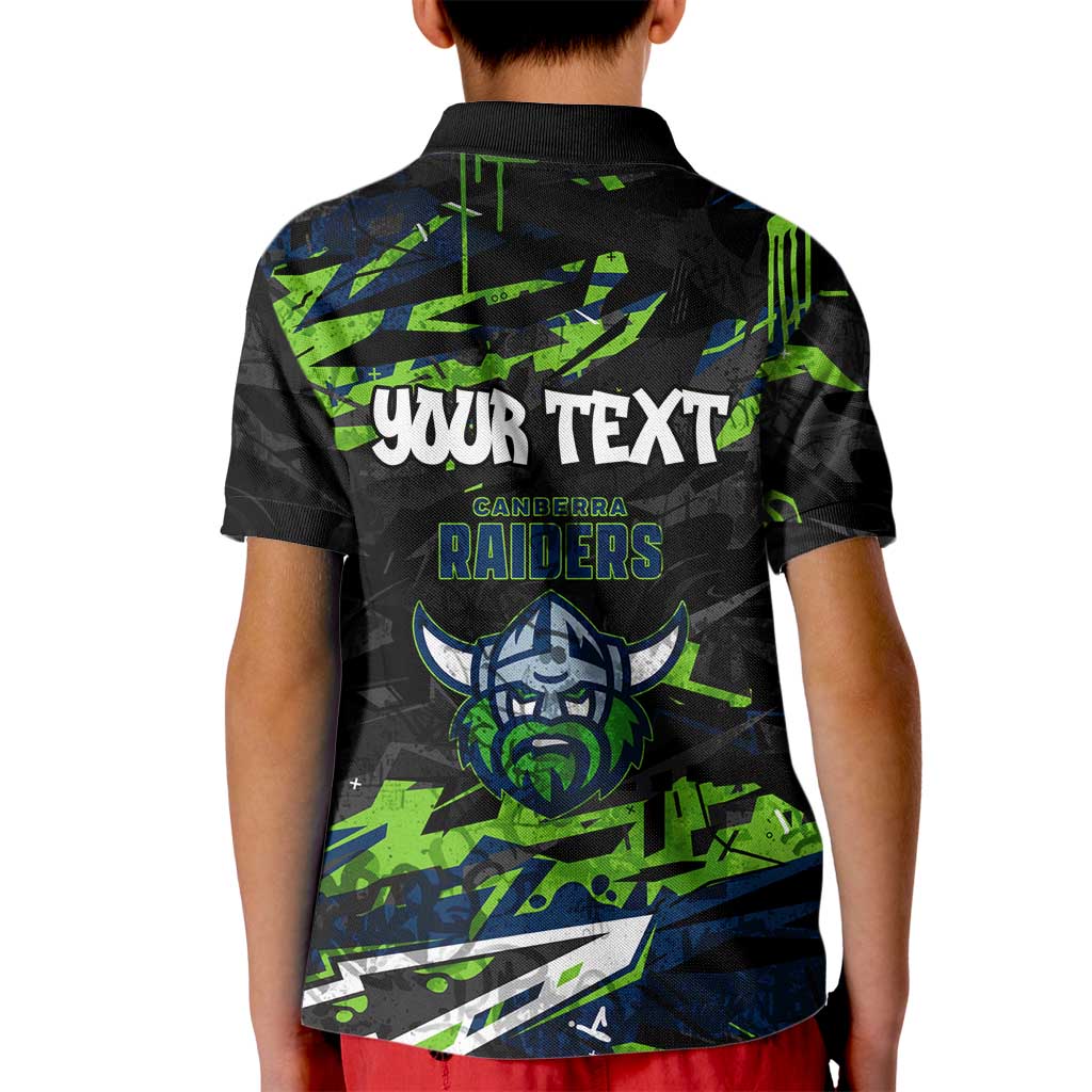 Personalized Canberra Raiders Kid Polo Shirt Graffiti Grunge Abstract Urban Street Style Design