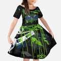 Personalized Canberra Raiders Kid Short Sleeve Dress Graffiti Grunge Abstract Urban Street Style Design