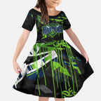 Personalized Canberra Raiders Kid Short Sleeve Dress Graffiti Grunge Abstract Urban Street Style Design