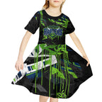 Personalized Canberra Raiders Kid Short Sleeve Dress Graffiti Grunge Abstract Urban Street Style Design