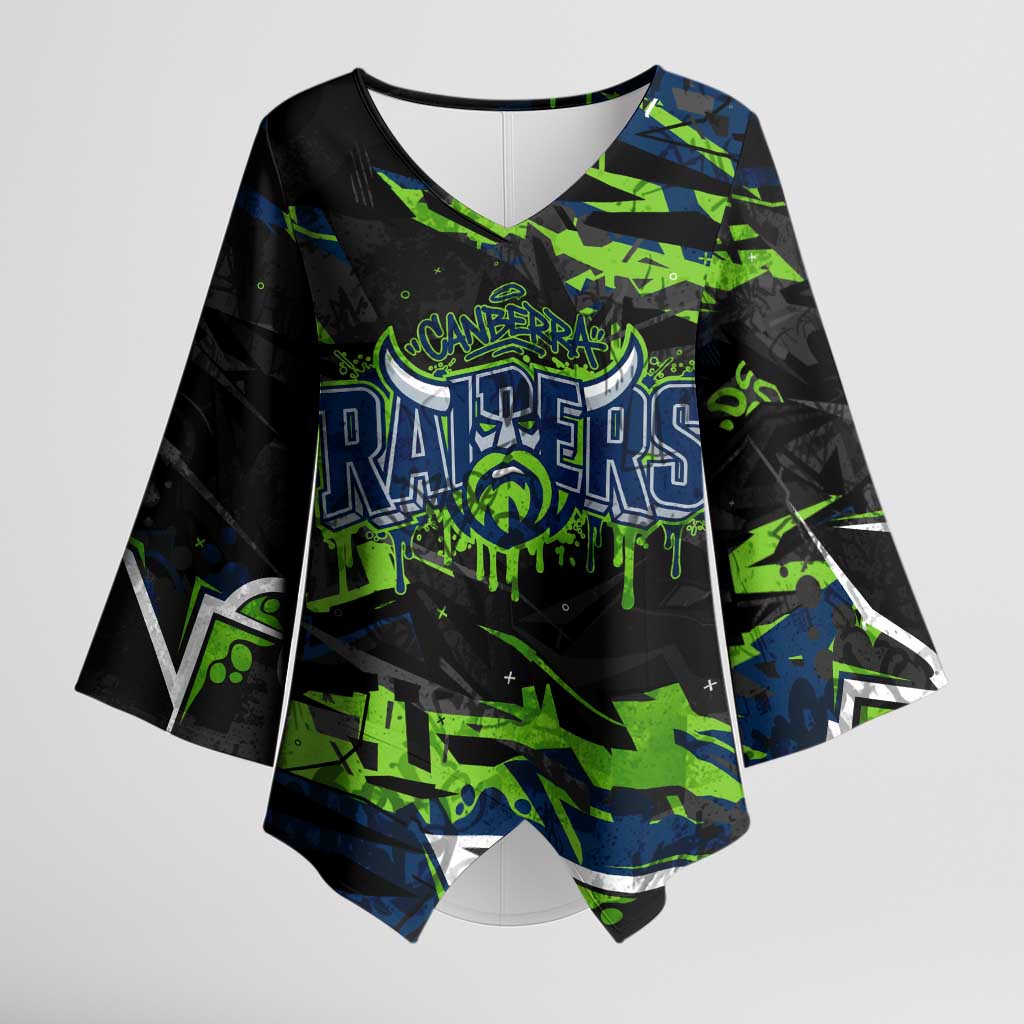 Personalized Canberra Raiders Kimono Sleeve Blouse Graffiti Grunge Abstract Urban Street Style Design
