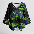 Personalized Canberra Raiders Kimono Sleeve Blouse Graffiti Grunge Abstract Urban Street Style Design